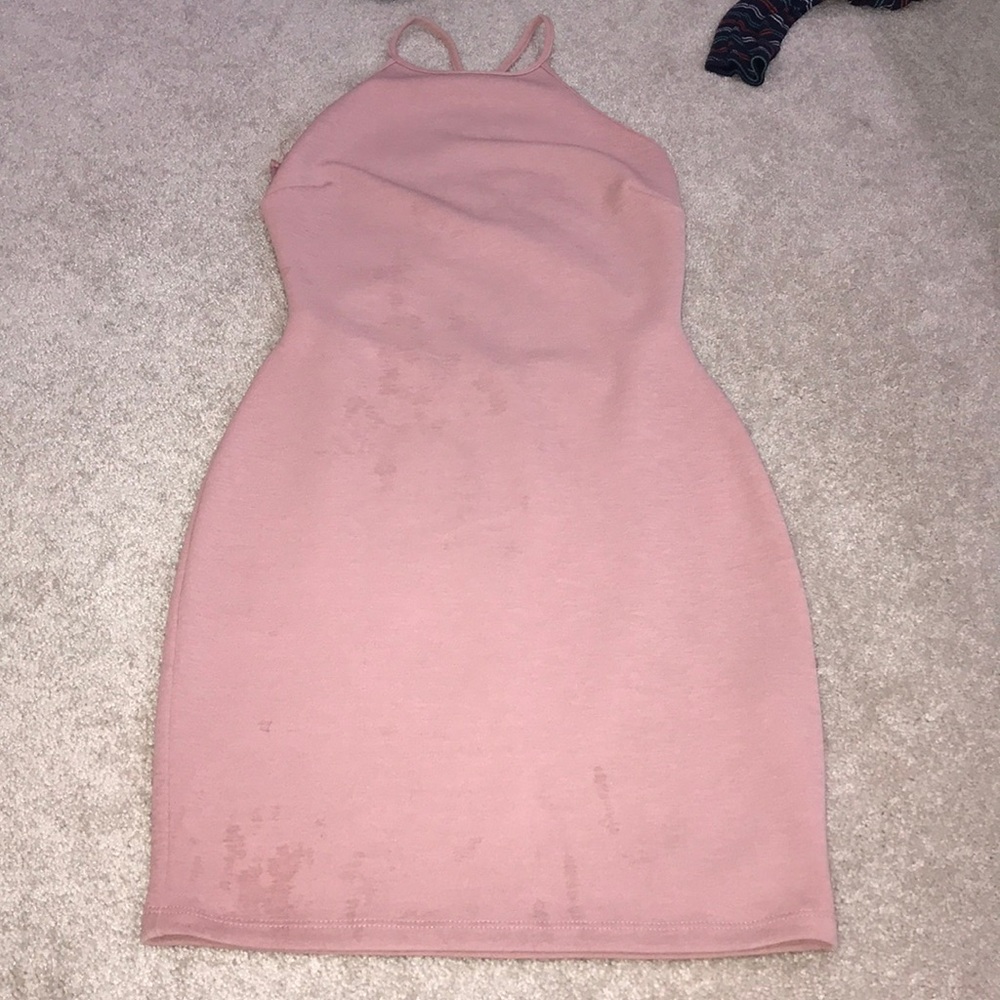 Blush pink body con dress